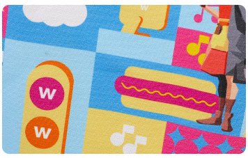 Heat transfer printed canvas bag with a colourful flat illustration pattern